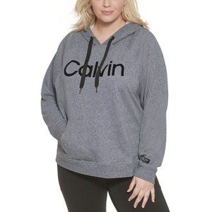 Calvin Klein Womens Performance Gray Fleece Long Sleeve Pullover Hoodie Size L